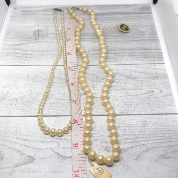 Bundle lot 2 vintage faux pearl necklaces sterling silver clasps - Picture 9 of 9